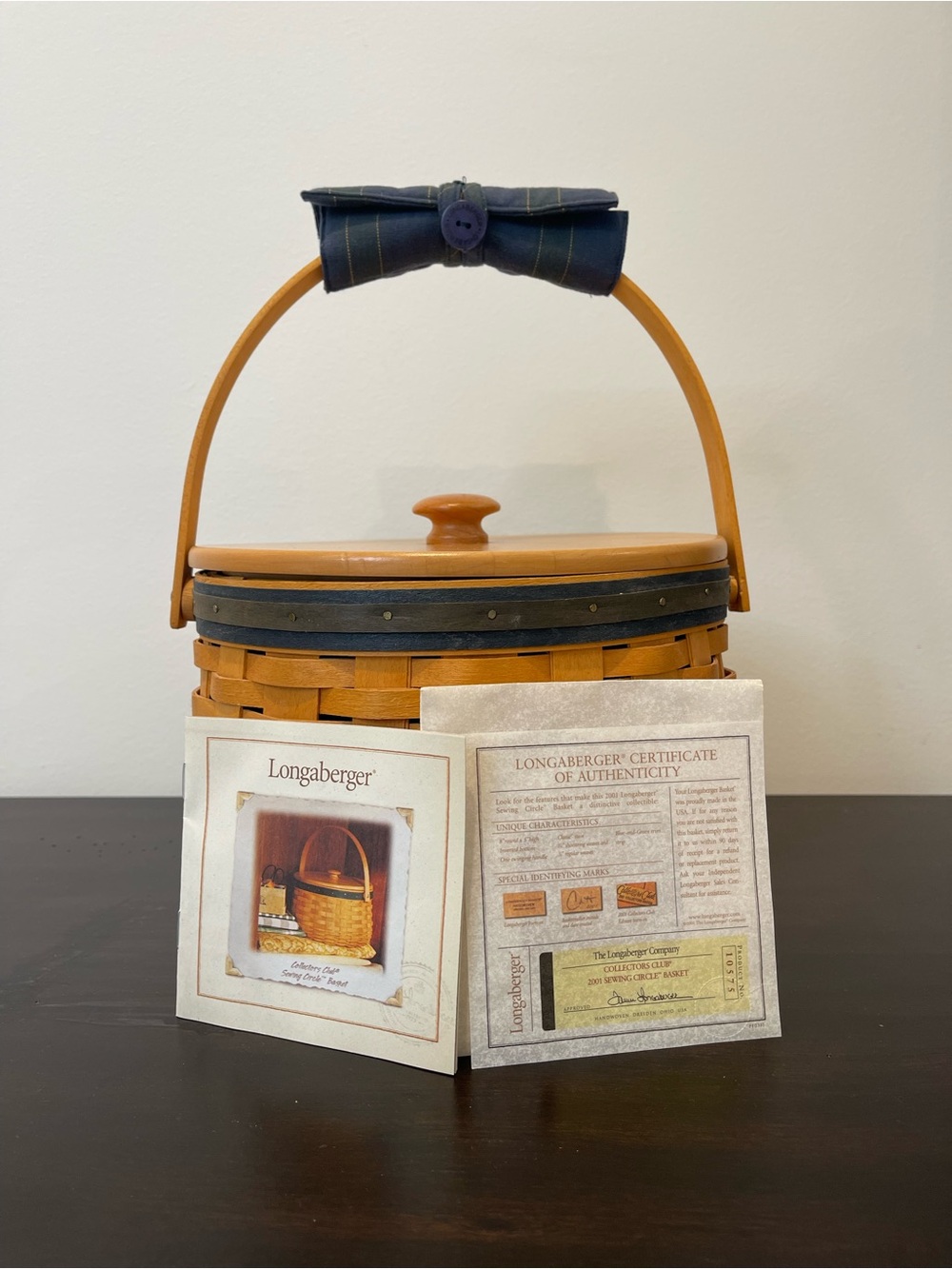 Longaberger 2001 Collector’s Club Sewing Circle Basket Complete Set - Picture 2 of 12